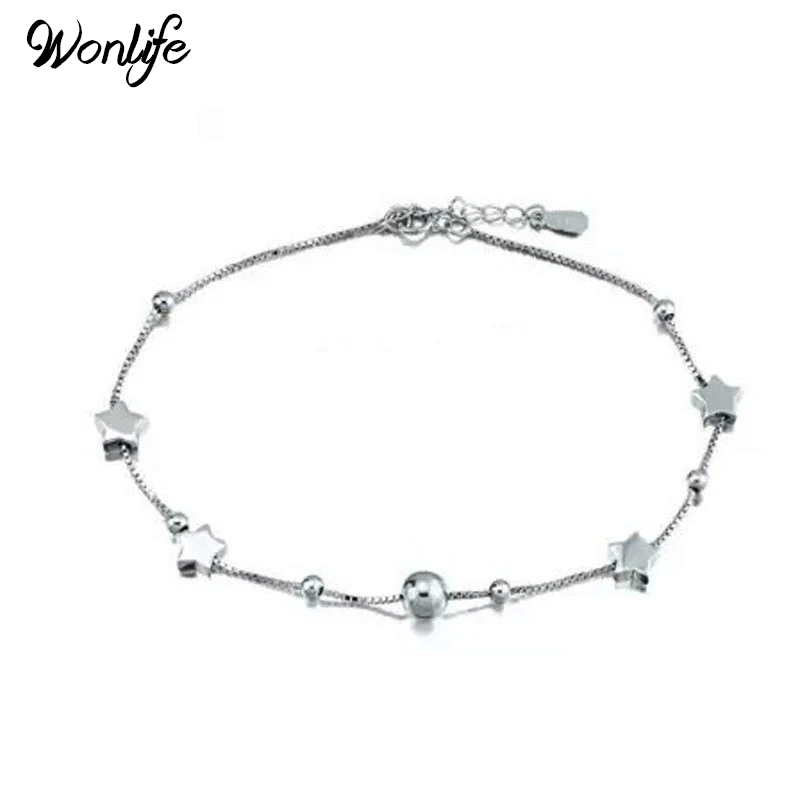 Wonlife Free Shipping Cute Women 925 Sterling Silver Anklets Allergy