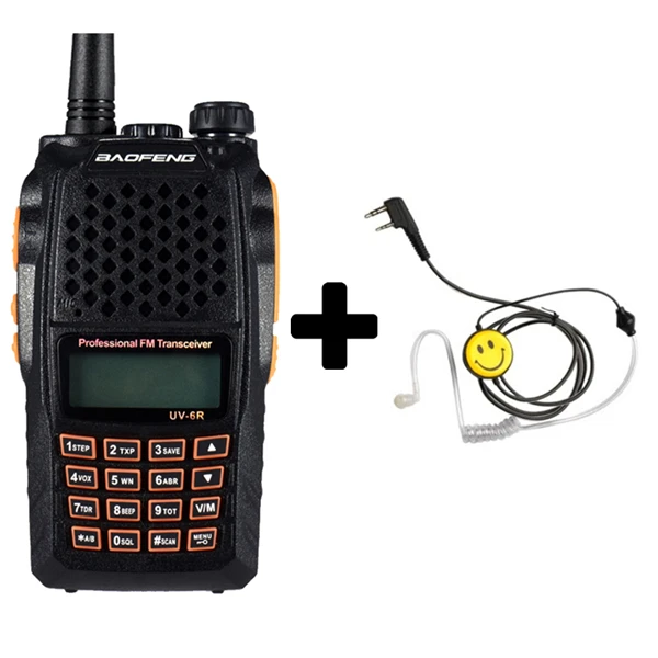 Baofeng UV-6R рация 7 Вт Профессиональный CB радио двухдиапазонный 128CH ЖК-дисплей беспроводной Pofung UV6R портативный Ham двухстороннее радио - Цвет: Add a headset