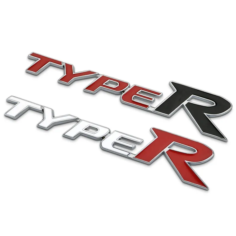 

Chrome Metal Zinc Epoxy TYPER Car Styling Refitting Trunk Logo TYPE R Emblem Sticker for Honda Civic CR-V Accord Fit Black & Red