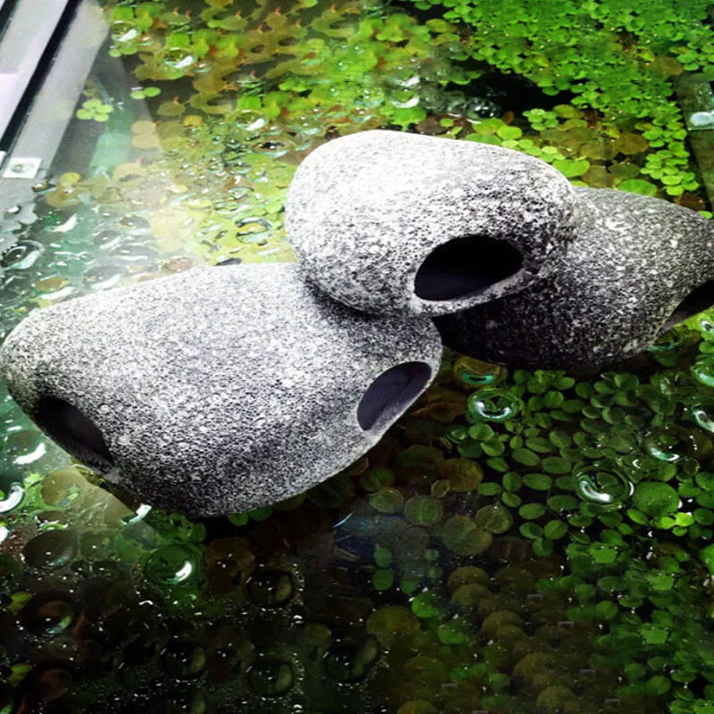

1 Piece Cichlid Stone Ceramic Cave Aquarium Fish Tank Pond Ornament Shrimp Breeding Rock Cave Ceramic Stones Akvaryum