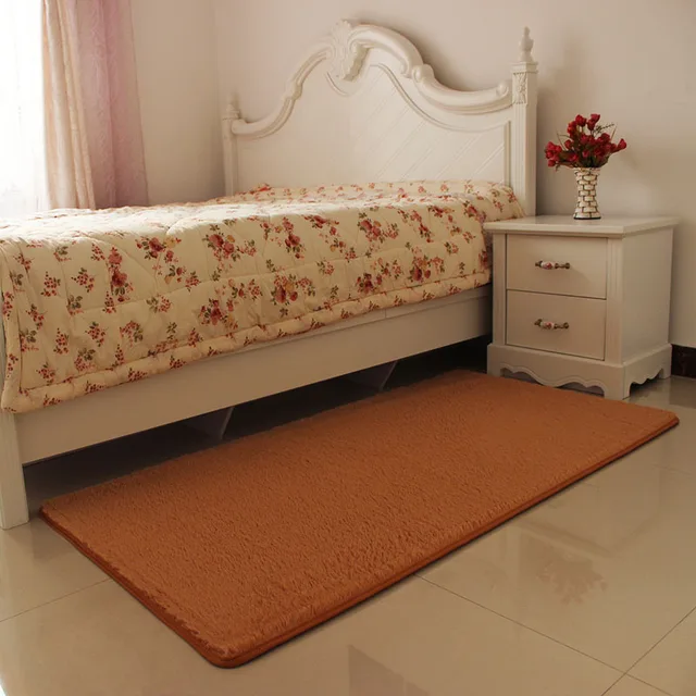 50*100/120/160CM Silky non slip Bedroom Mats strip White/brown/green