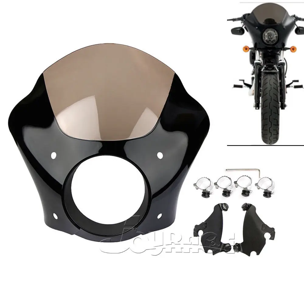 

49mm Windshield Headlight Fairing Trigger Lock Mount Gauntlet Fairing For Harley Dyna Model XL 883 1200 Low Rider Super Glide