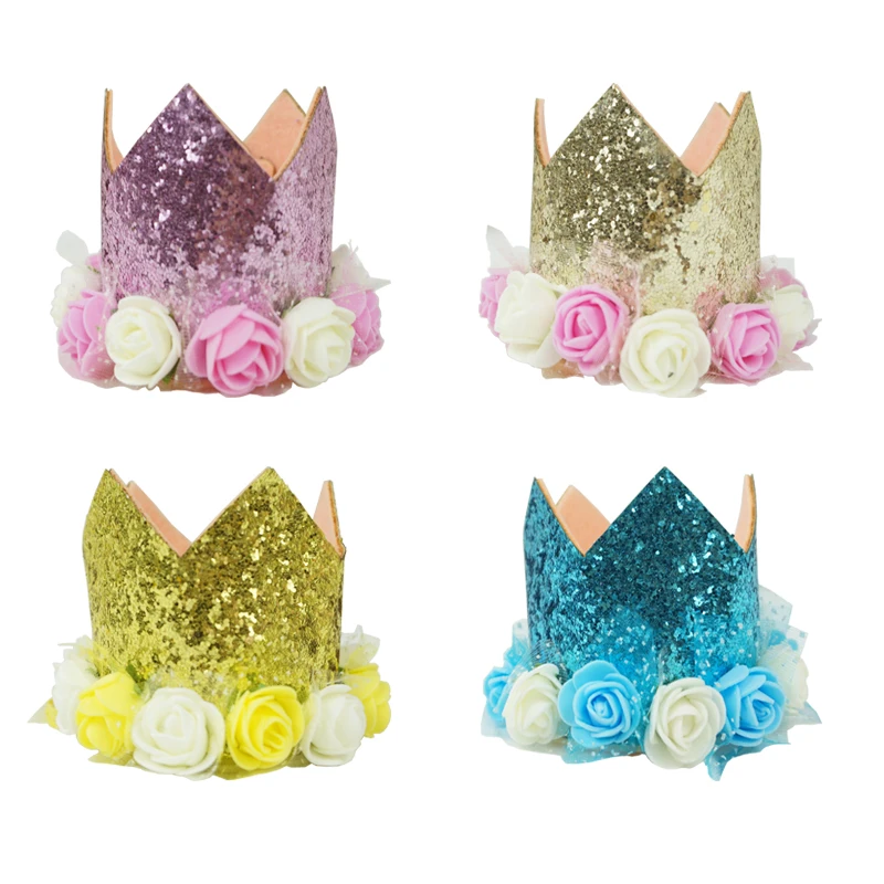 Baby Kids One Sequined 1st Birthday Party Hat Prince Princess Crown Headband