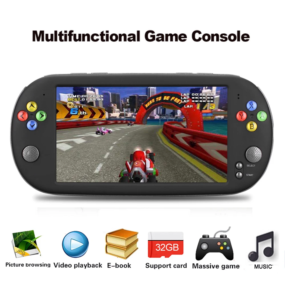 

X16 Handheld Game Video Portable Game Console w/ Double Rocker For GBA NES Games Support TF Card With 7" Screen 8GB Game Console