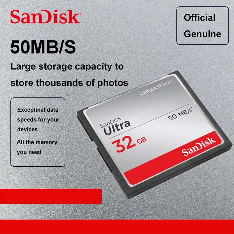 100% оригинальная карта памяти SanDisk Fit Ultra CF компактная флеш 32 Гб 50 флэш накопителей
