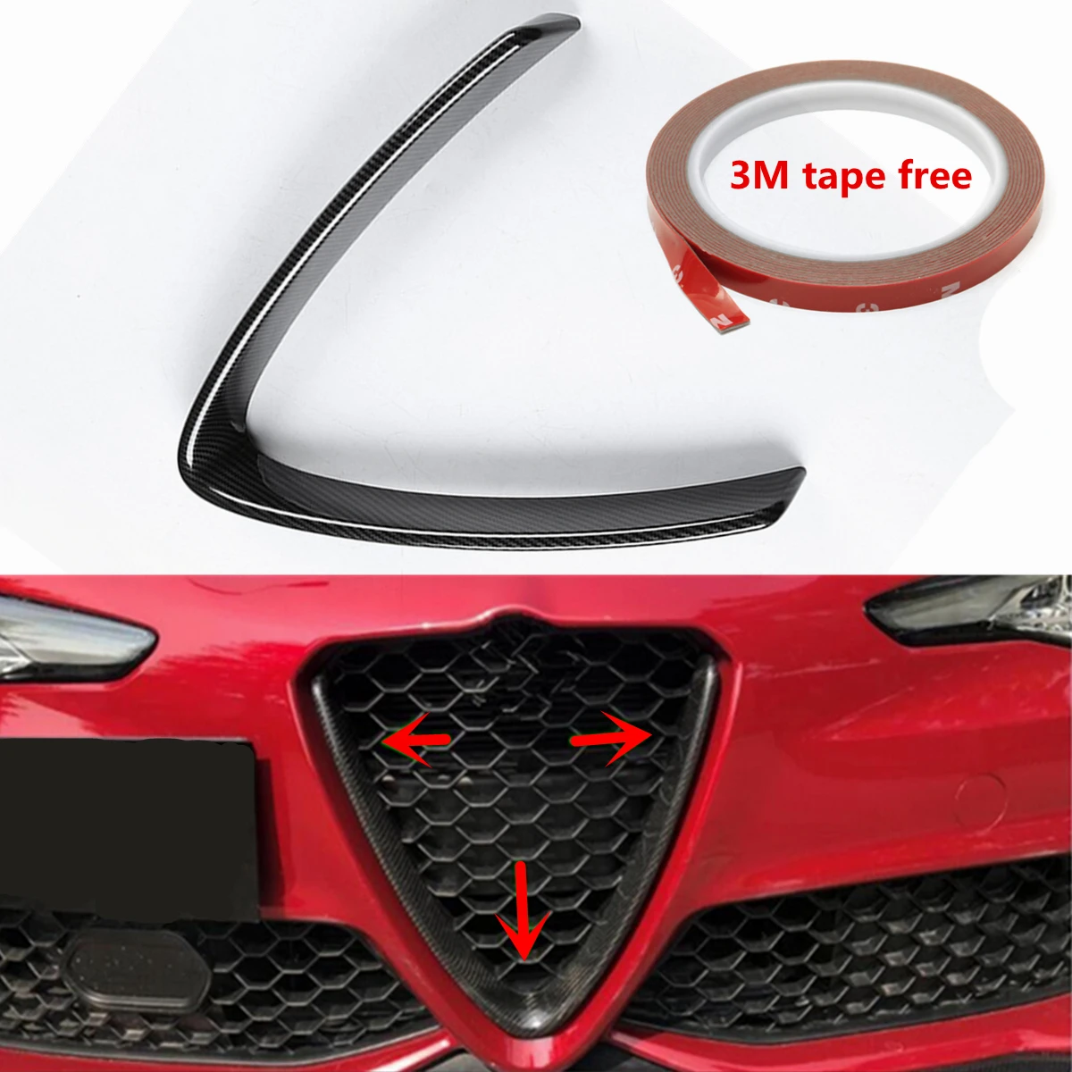 

New Car Carbon Fiber Front Grill Outline Trim Cover Overlay Modification Car Styling for Alfa Romeo Giulia 2016 2017 2018