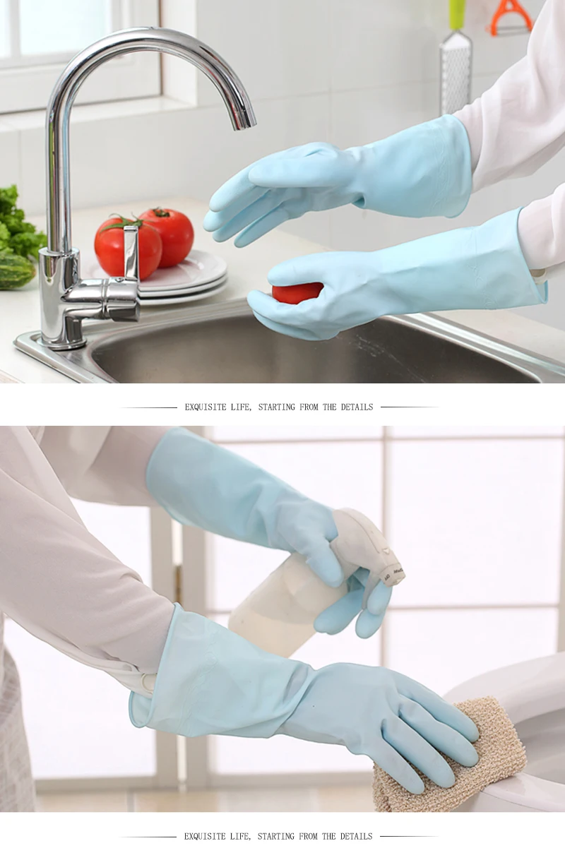 Дышащие женские резиновые длинная перчатка бытовые кухонные мытье посуды чистящие перчатки LaTa Guantes de латексные коготь перчатки 50C0025