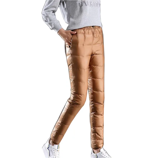Baggy Winter Down Pants Women Casual Outwear Elastic Waist Work