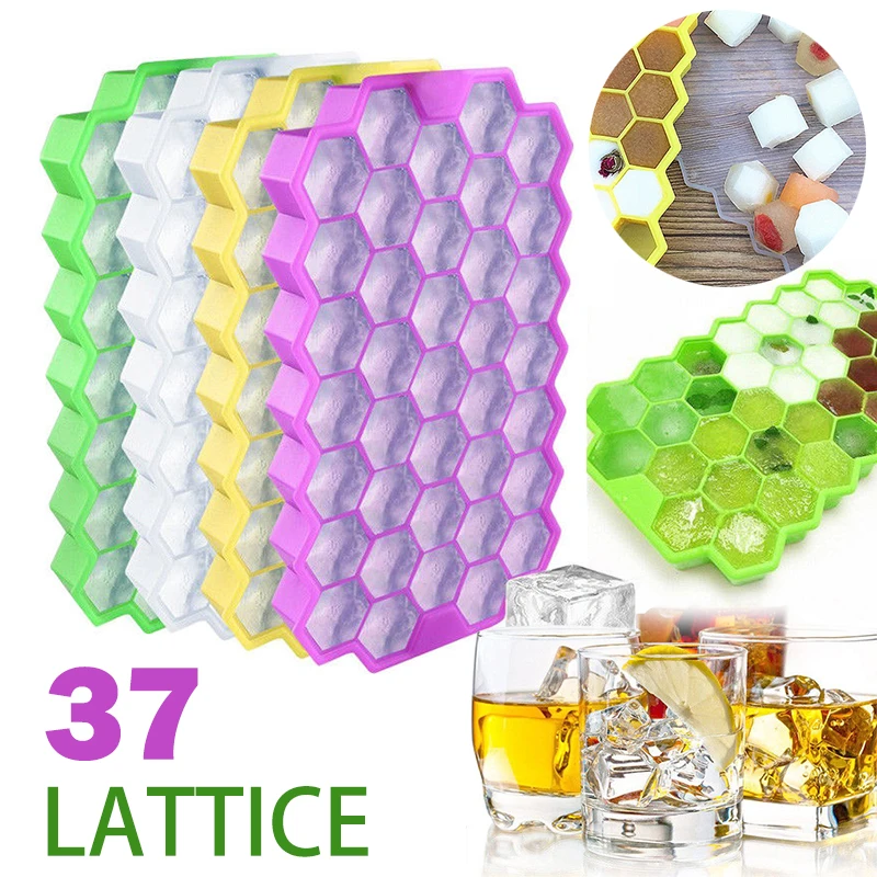 JX-LCLYL 1pc  Silicone 37 Small Ice Cubes Ice Mold With Lid Ice Tray Frozen Making Tool