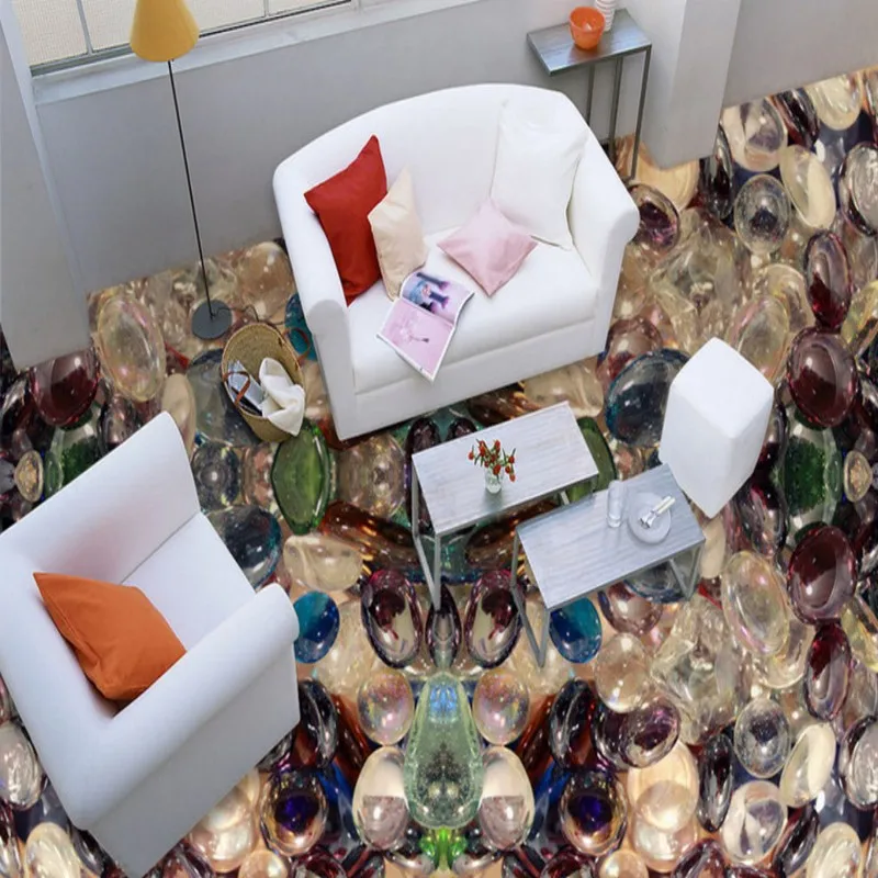 

Free Shipping custom Transparent stone living room bathroom 3D stereo floor decorative painting wallpaper mural