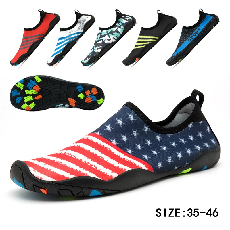 2019 New Summer Water Shoes for Women Big Plus Size Aqua Beach Shoes Woman Striped Colorful Sea Swimming Shoes zapatos de mujer|Upstream Shoes| - AliExpress