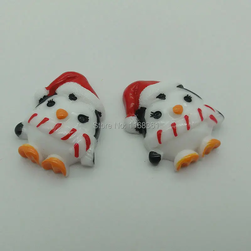 1pcs/lot resin flat back penguin with red hat 32mm Cabochons Scrapbooking Hair Bow Center DIY Christmas decration C101-7
