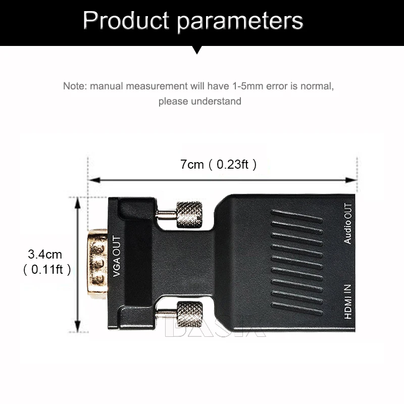 Basix VGA мужчина к HDMI Женский конвертер с аудио-адаптером кабели 1080P для HDTV монитор проектор ПК PS3 адаптер конвертер