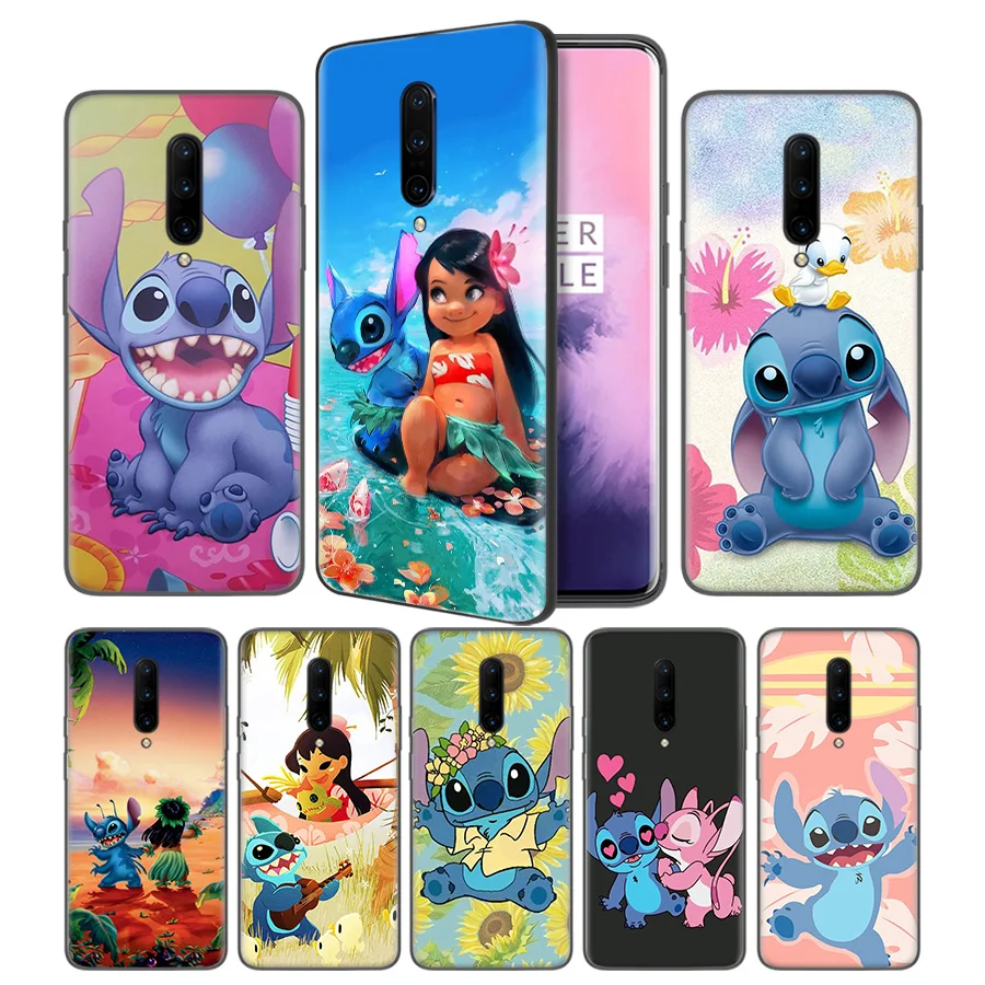 Cartoon Lilo Stitch Soft Black Silicone Case Cover for font b OnePlus b font 6 6T