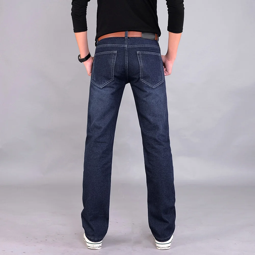 Классические мужские повседневные Прямые джинсы со средней посадкой, длинные брюки, удобные модные брюки