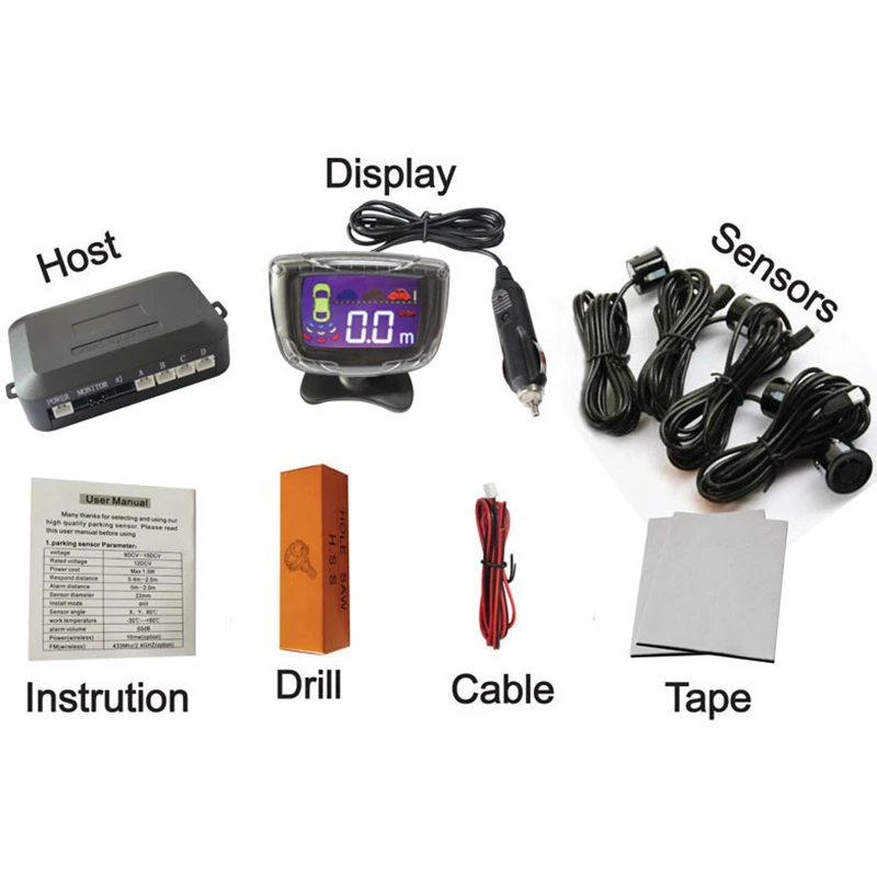 Автомобильный парктроник, ЖК-дисплей, беспроводной автомобильный парковочный датчик, 4 детектора, парковочный датчик s для автомобиля, 6 цветов, беспроводной обратный резервный радар