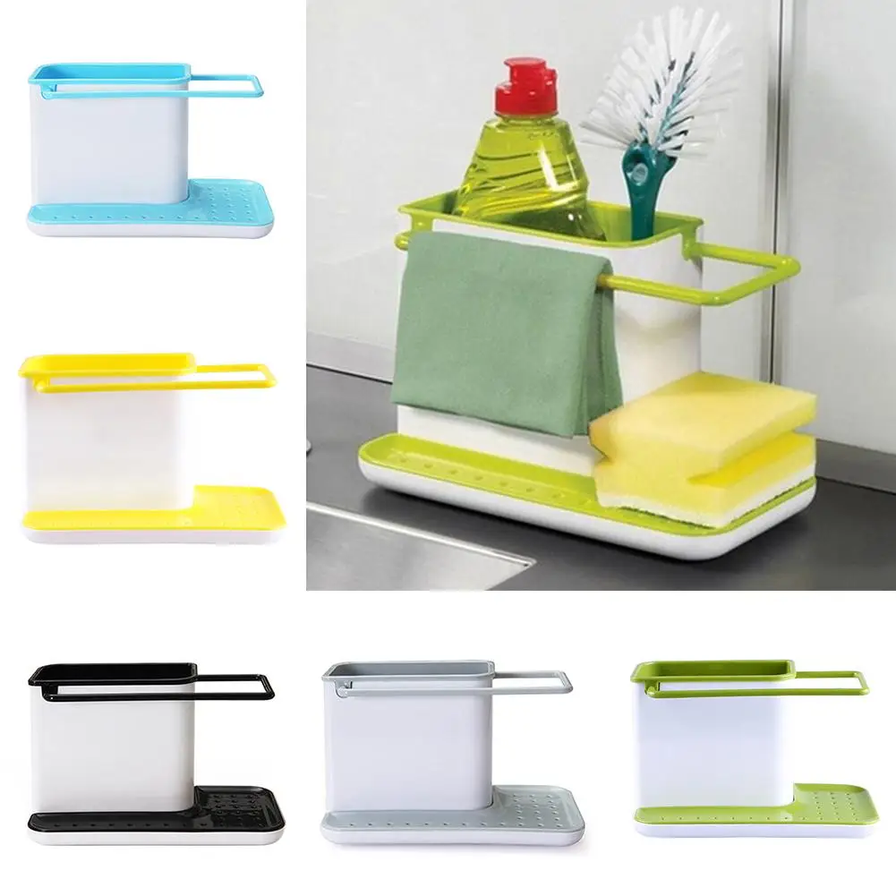 

Kitchen Box Draining Sponge Holder Kitchen Cleaning Tool Storage Bucket Draining Sink Towel Shelf Sink Storage Rack Organizer
