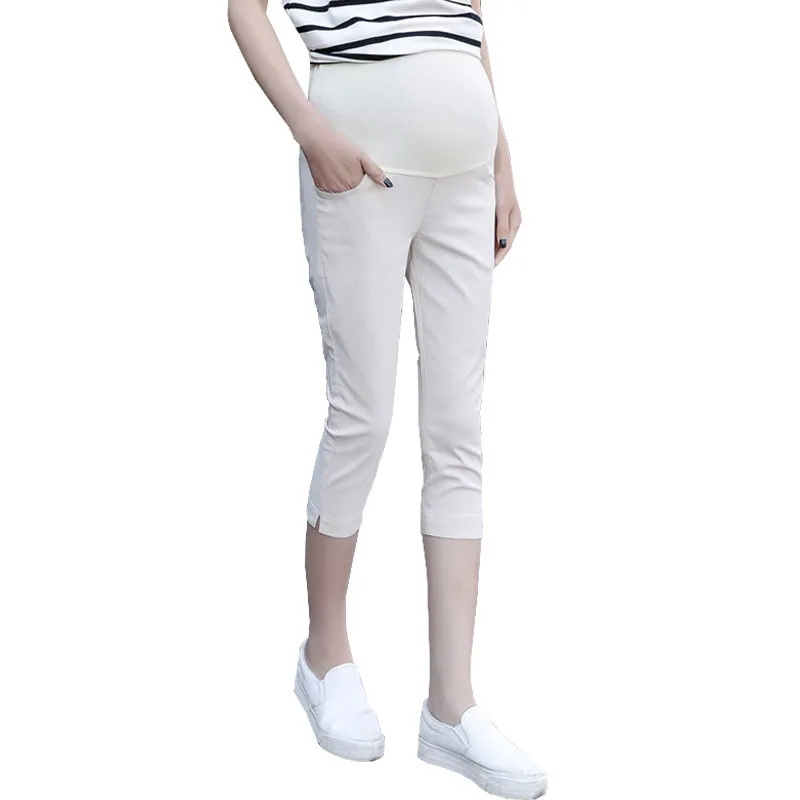 Cotton Capris Maternity Shorts For Pregnant Women Clothes High Waist