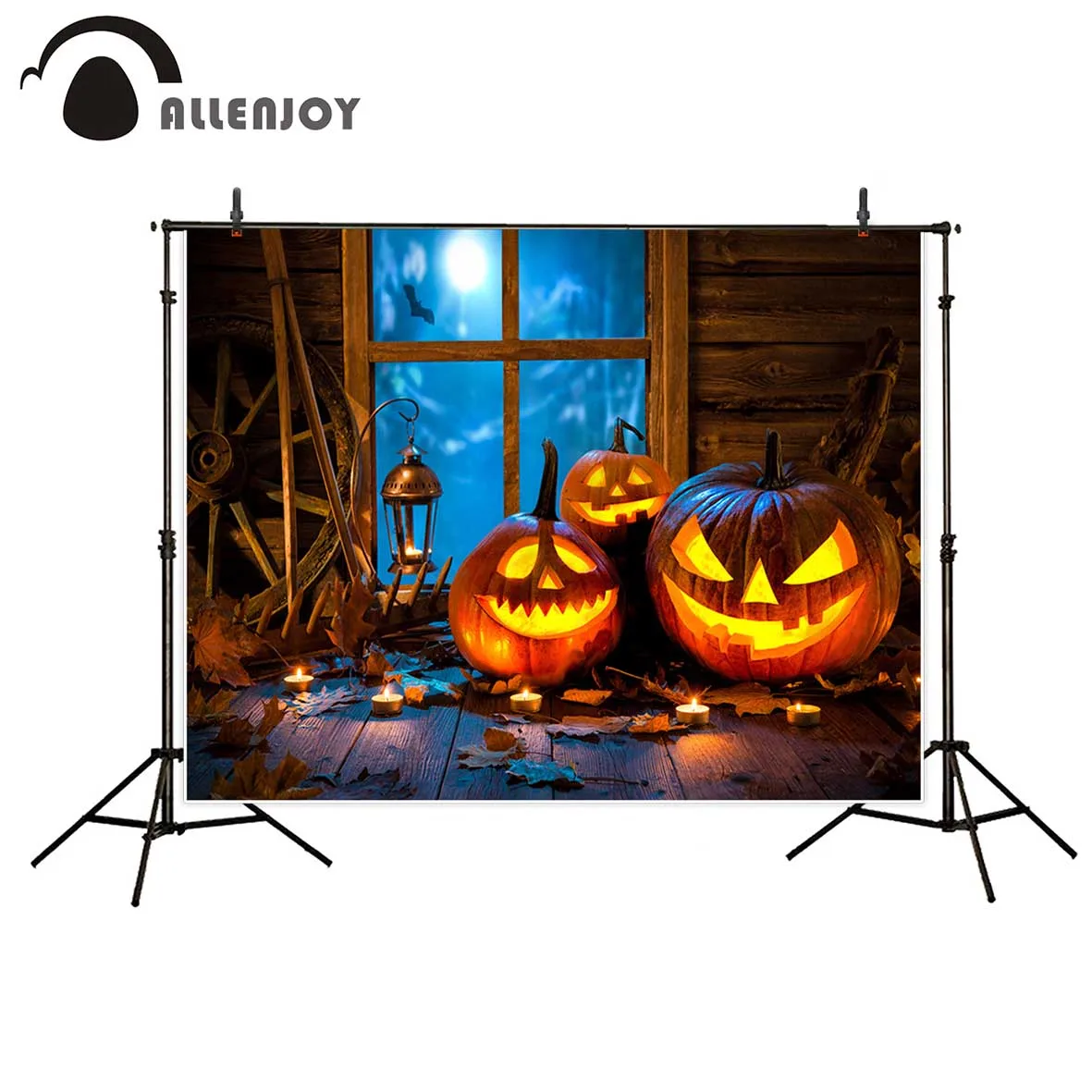 Allenjoy фотографический фон листья колесо амбара Луна Тыква с фонарями фотосессия