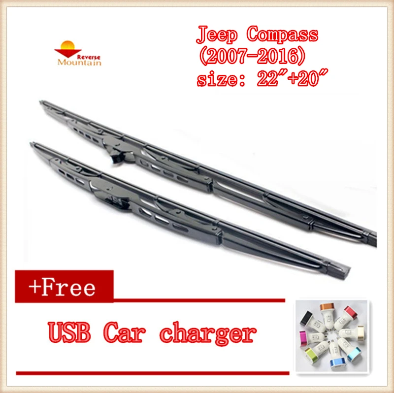 2pcs/lot Car windshield wiper Blade U type Universal For Jeep Compass (2007 2016),size: 22"+20 2016 Jeep Compass Rear Wiper Blade Size