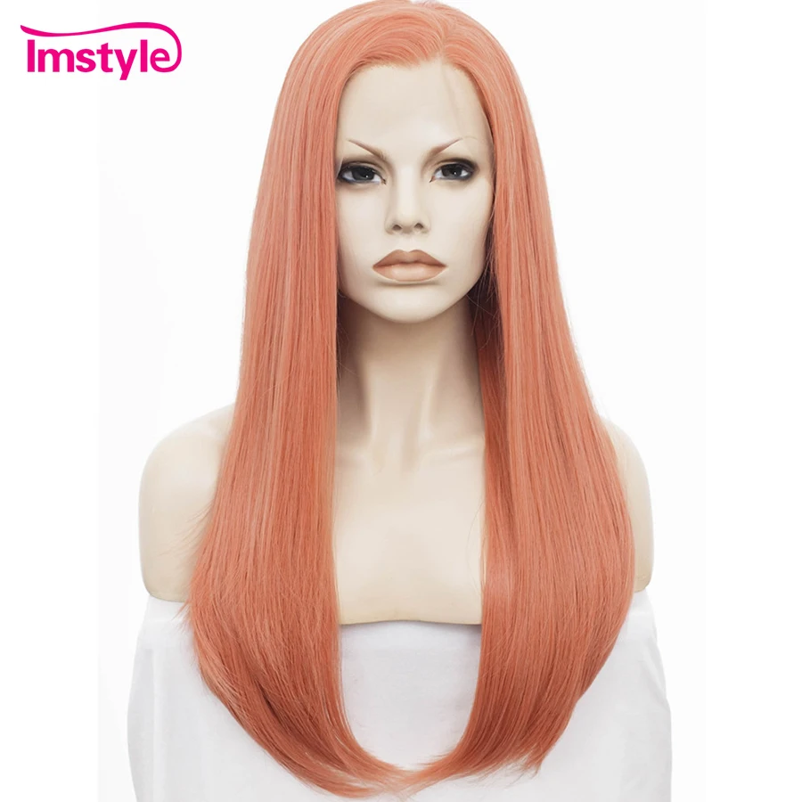 Imstyle Lace Front Wigs Long Straight Wig Rose Golden Synthetic Wigs