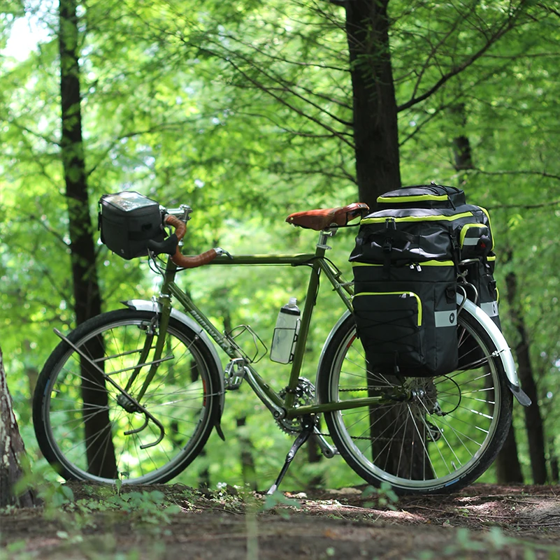 WEST BIKING 75л большой емкости велосипедные сумки на багажник 3 в 1 Сумки Велоспорт рюкзак сумка Двусторонняя Водонепроницаемая MTB велосипедная сумка