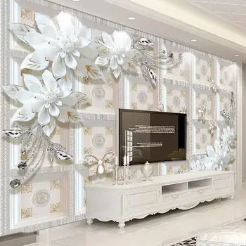 

Custom photo wallpaper murals three-dimensional relief jewelry flowers European 3D background wall paintings G22