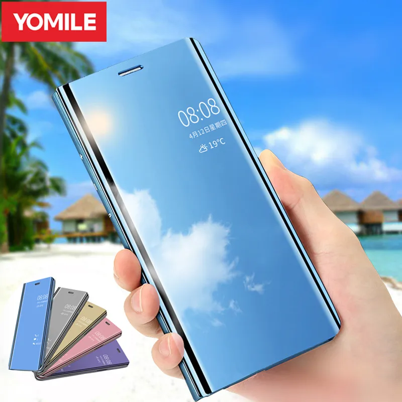 

YOMILE Flip Stand Mirror Phone Back Cover For Samsung Galaxy Note 3 4 5 8 Cases For Samsung Galaxy S9 S8 Plus S7 S6 Edge Plus C8
