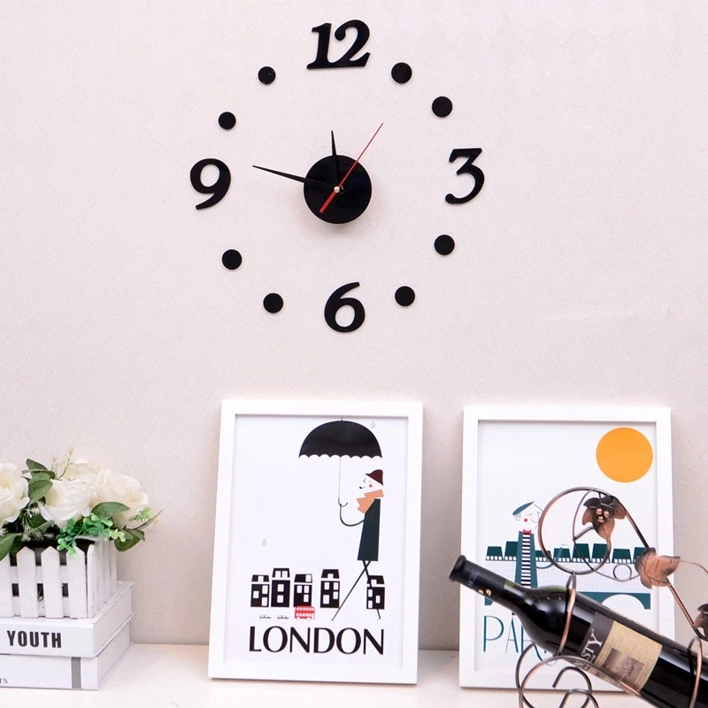DIY акриловые настенные часы, Творческий Цифровые часы украшения дома настенные часы стикер