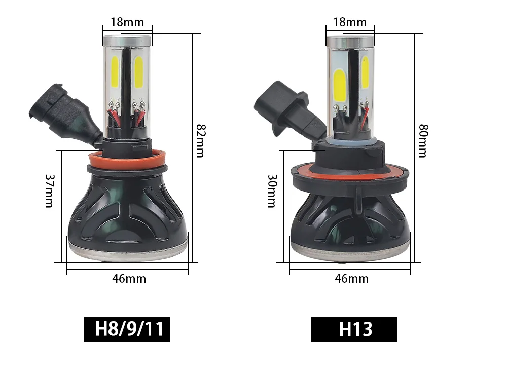 Светодиодный H4 H7 авто фары 80 Вт 8000LM 4 COB для автомобильных фар Противотуманные лампы H11 H13 9005 9006 9007 9008 светодиодный лампы 6000K 12V