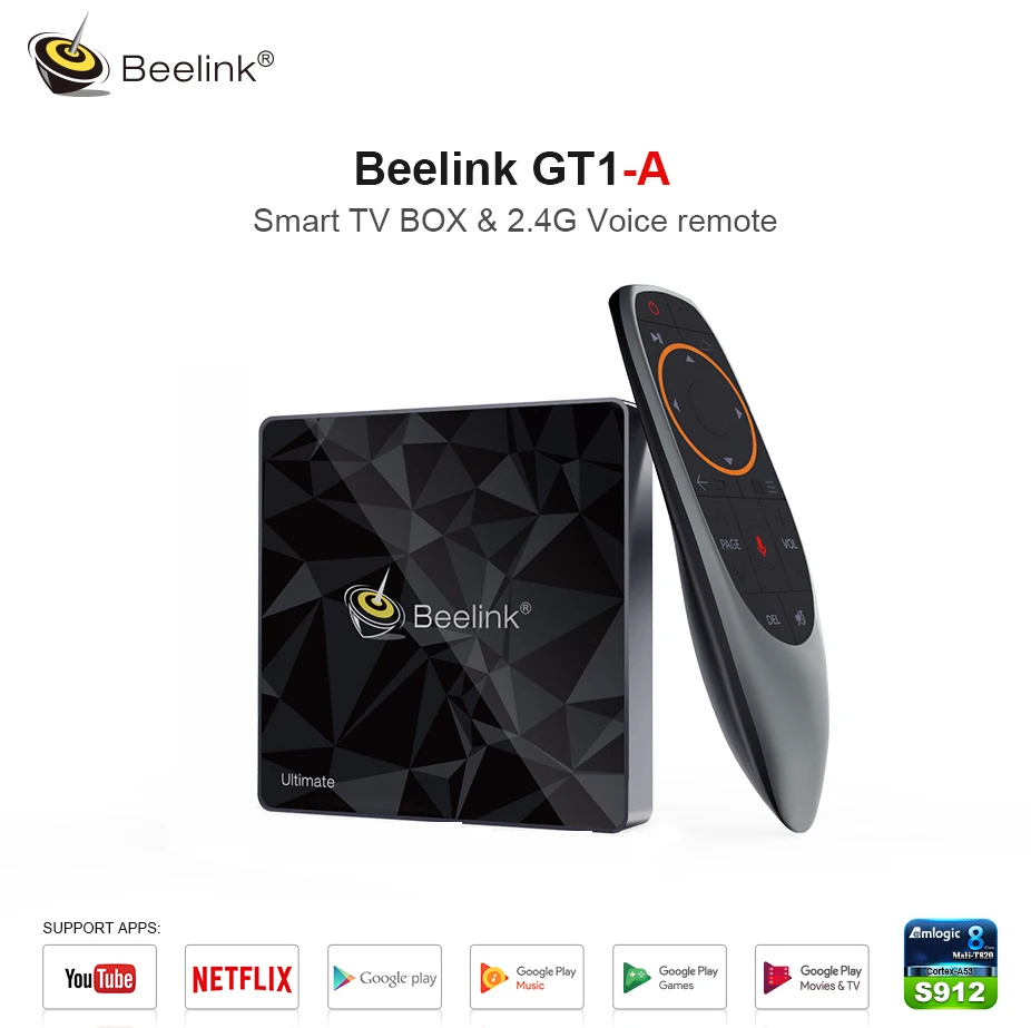 Beelink GT1-A Android tv Box S912 3GB 32GB 1000M LAN 5G wifi bluetooth 4,0 4 K tv Box Поддержка голосового управления для YouTube Netflix