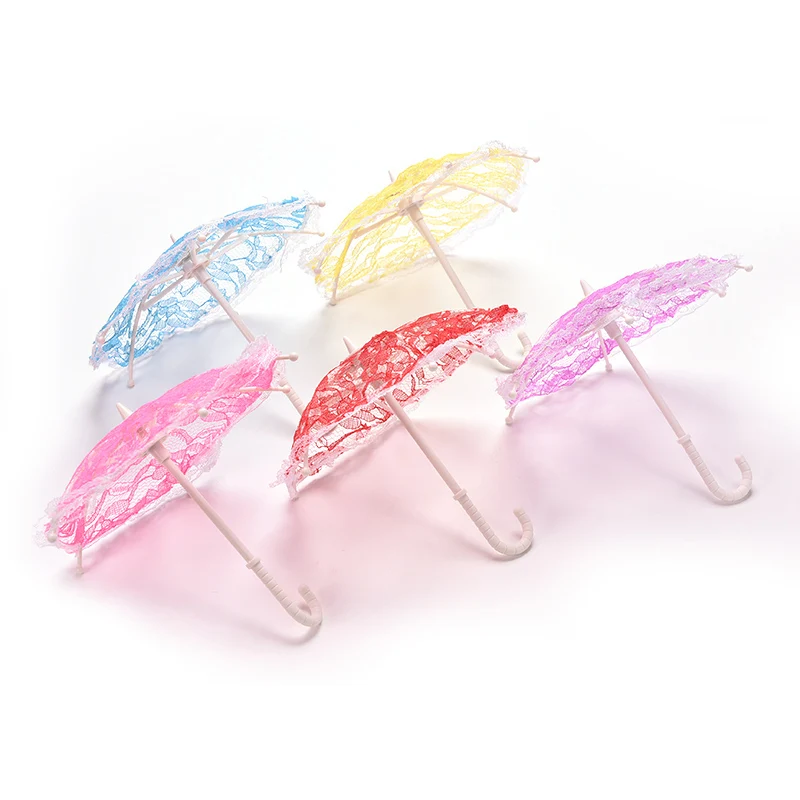 

TOYZHIJIA 1pc 14.5cm long fashion Umbrella for Barbies with Lace Girls Classic Dollhouse Furniture accessories Color Random