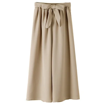 

Vintage Women Loose Wide Leg Pants Women Cotton Oversized Solid Long Pants Elastic Waist Trousers