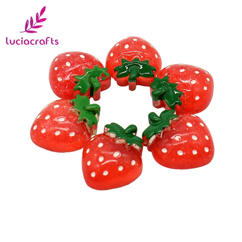 Lucia Crafts 2/6/24 шт Клубника Смола Кабошон скрапбук DIY девушка аксессуары для волос