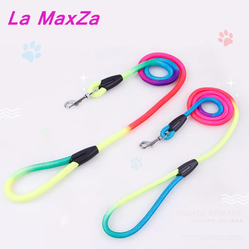 

Srong Dog Leashes Nylon Rope Soft Use Large Size 120cm Long For Dog Cat Outdoor Walking Training Rainbow Color Pets Supplier