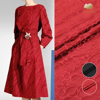 

58mm heavyweight blend jacquard silk fabric stiff coat wind clothes jacquard cotton fabric dress jacquard fabric material