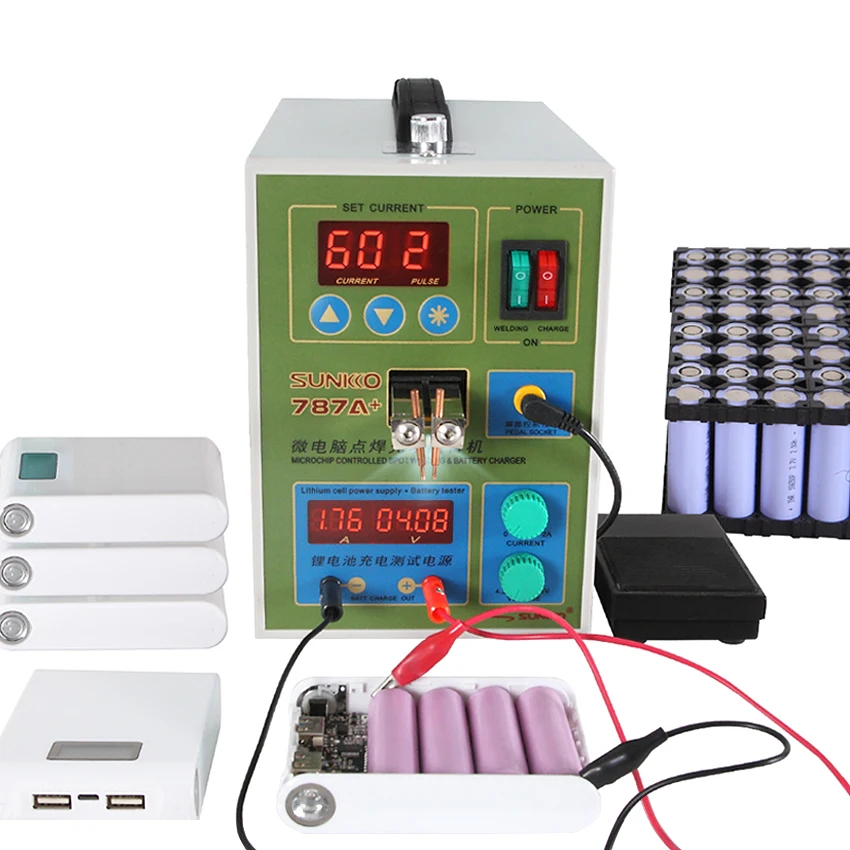 SUNKKO 787A+ 1.5KW Pulse Spot Welder For Battery Spot Welding Charging Test 18650 Lithium Battery Pack Welding Machine 220V Weld 2