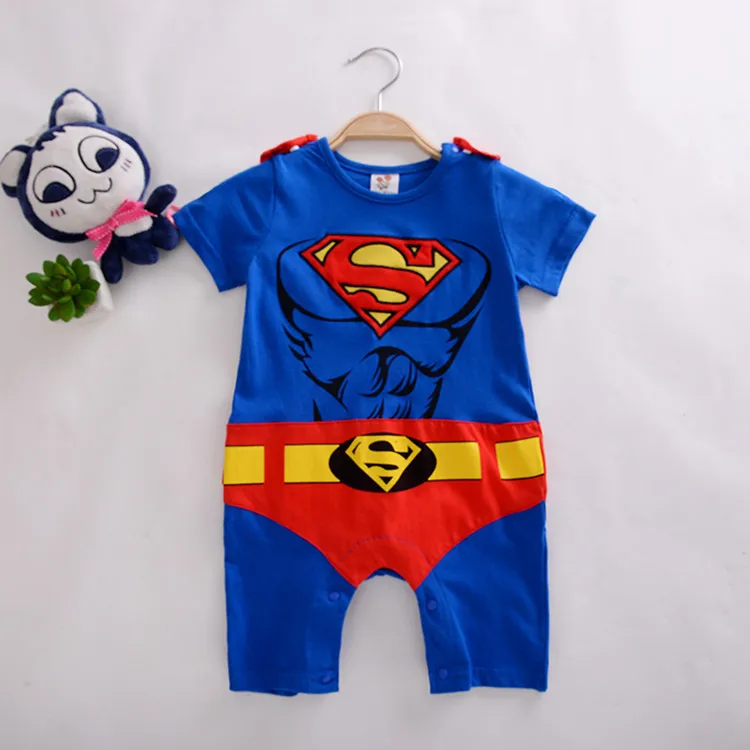 Kids Boys Girls Superman Batman Playsuit All In One Piece Jumpsuit 7 13