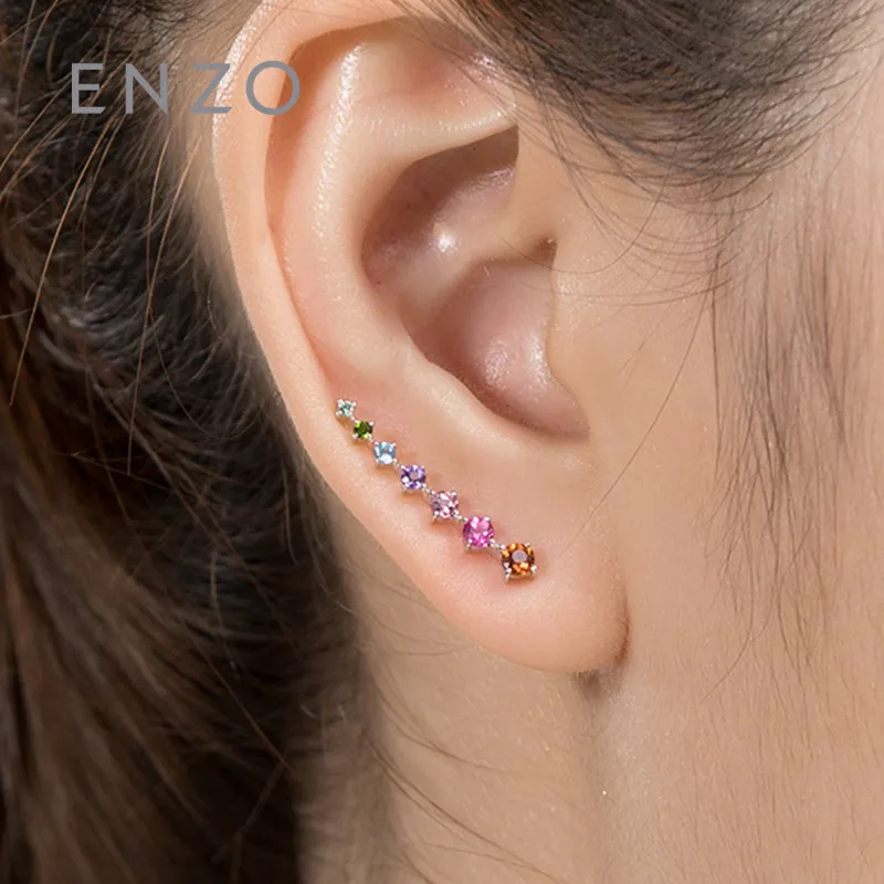 

ENZO Love Family Natural Colourful Gemstone Earrings witrh 18K White Gold Fancy Design For Left and Right