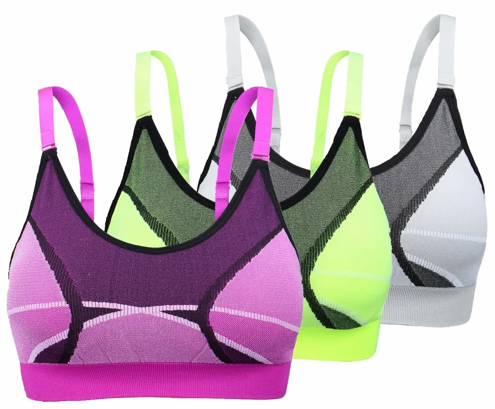2017 Hot Sports Bra Women Mesh Fitness Top Shake proof Padded Yoga Bra
