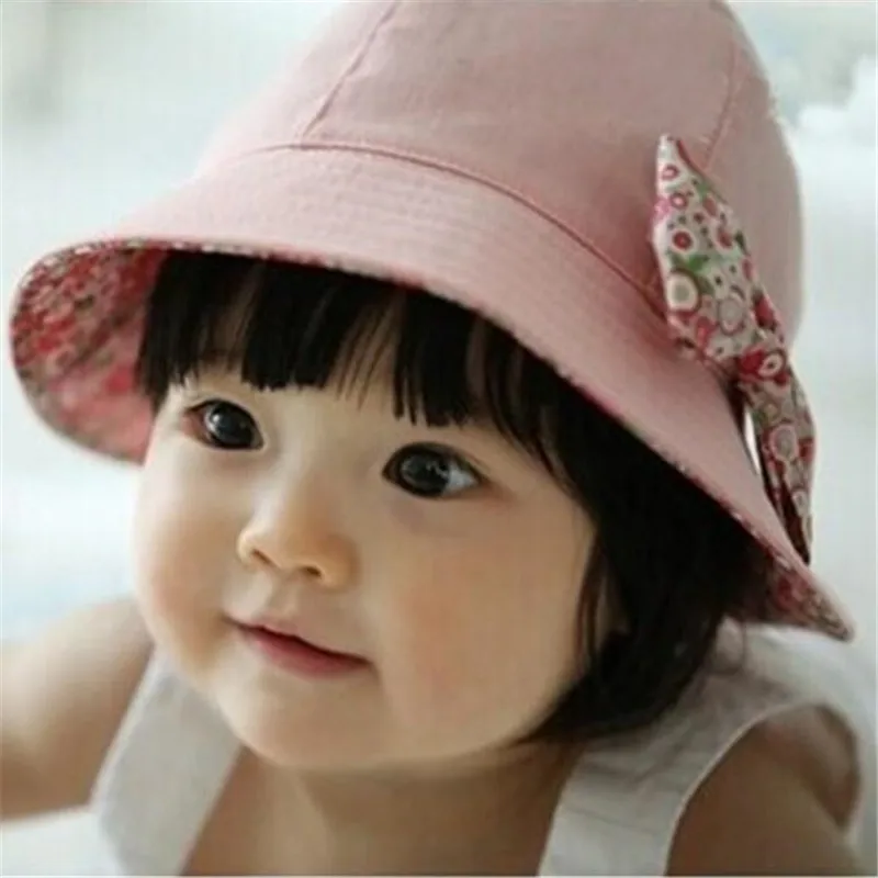 Новые детские для маленьких девочек простой цветочный бантом хлопок капот шапки принцессы кепки от солнца