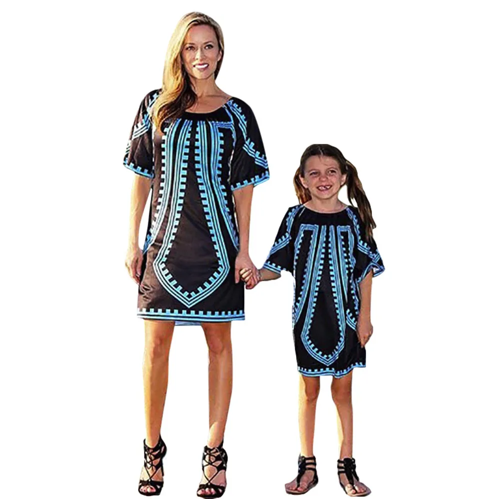 

MomMe Baby Girls Kids Print Match Daughter Family Dress Short Sleeve Flower Sundress Clothes Dress Girl Party Spring 2019 #ss