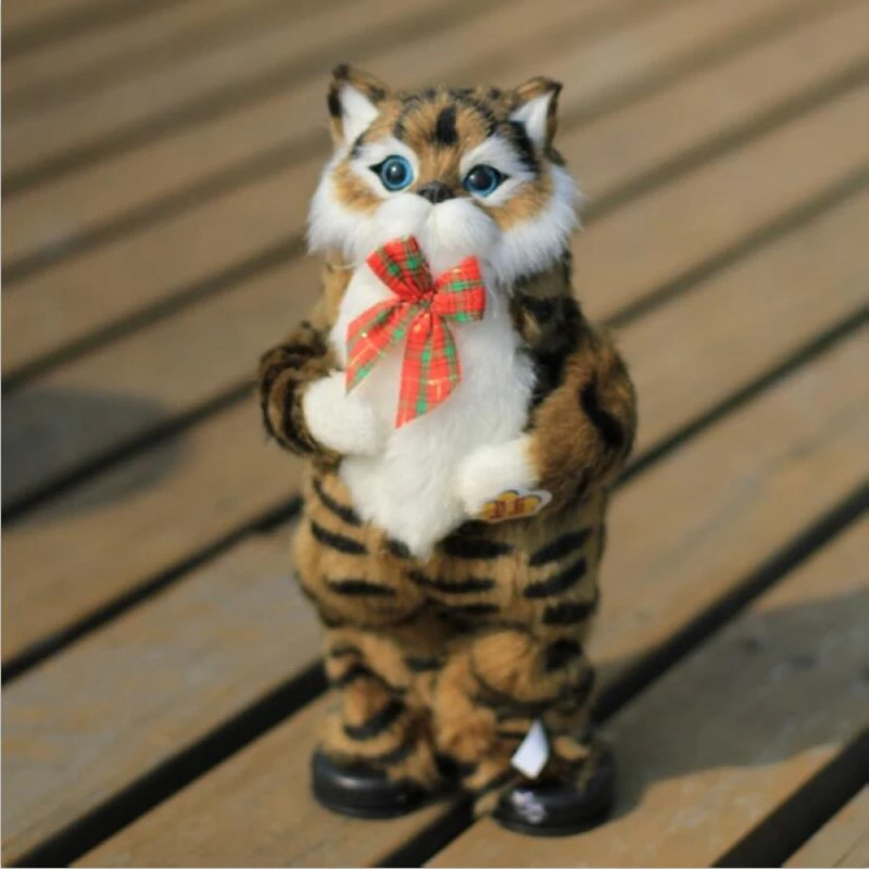 

Cute Simulation Cat Electric Toy Plush Cat Doll Brinquedos Walking Barking Musical Interactive Robot Cat Toys for Kid Gift