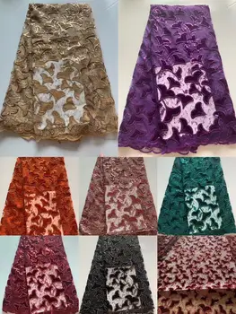 

Luxury Gold Sequins Lace Fabrics French Lace Fabric High Quality Velvet Lace African Tulle Mesh Lace for Wedding Party Dress