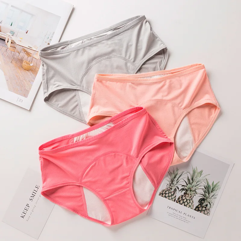 

Summer Sexy Mesh Breathable Solid Underwear for Women Physiological Period Leak Proof Menstrual Panties Seamless Soft Breifs
