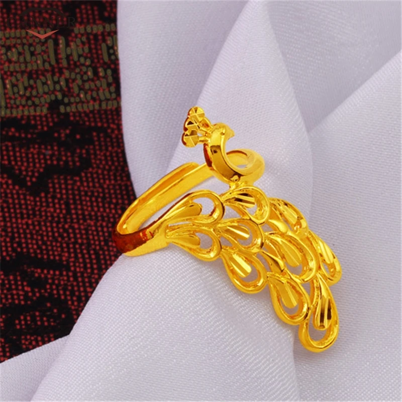 

CANNER Big Peacock Rings for Women Lady Open Adjustable Rings Gold Cocktail Party Finger Rings Female Jewelry anillos mujer H40