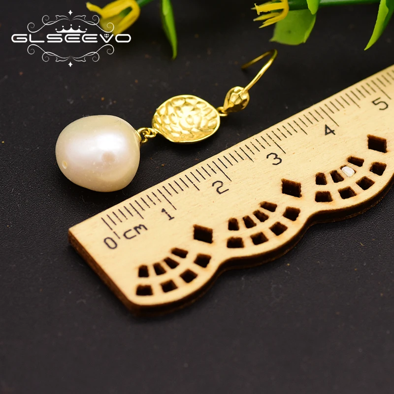 Overlap likely exposition GLSEEVO Freshwater Pearl Earrings Women's pendant earrings Hammer Silver  Sterling 925 Fine Jewelry boucle oreille perles GE0688 - AliExpress Jewelry  & Accessories