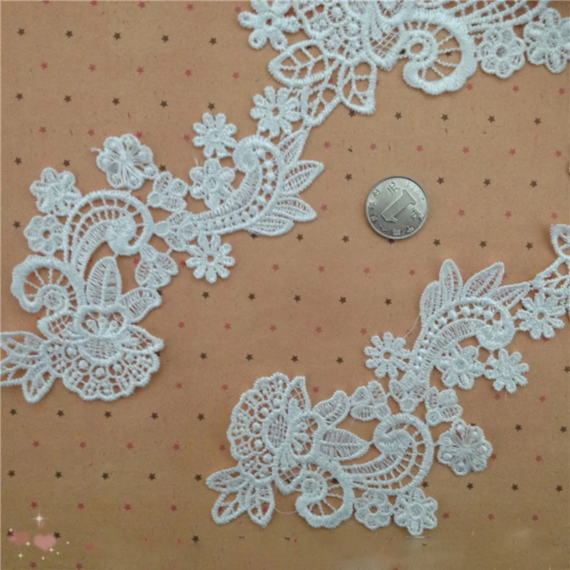 2 pieces Cotton Embroidery Lace Applique Trim