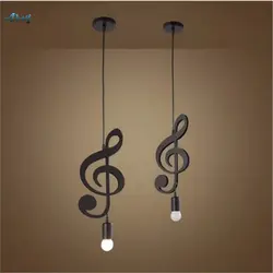 Творческий музыка характер E27 творческий черный подвесной светильник для Гостиная бар исследование для спальни классной комнаты свет