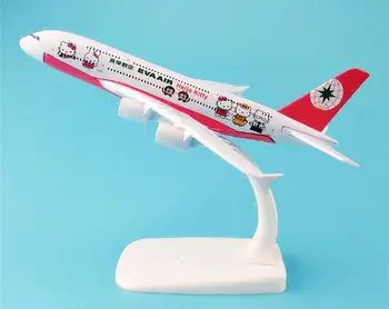 

16cm Metal Alloy Plane Model TaiWan EVA Air Pink Hello Kitty Airways Airbus 380 A380 Airlines Airplane Model w Stand Gift